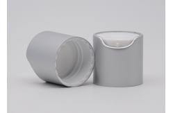 China 24mm Matte Silver Cosmetic Aluminum Disc Top Cap White Inner Cap Screw Cap supplier