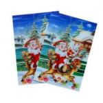PLASTIC LENTICULAR Santa Claus 3D Lenticular Christmas Sticker pp pet custom 3d plastic lenticular card stickers for sale