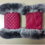 2018 Fashion Smooth Rex Rabbit genuine lamb Leather women fur Fingerless Gloves for sale