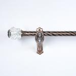 0.5mm Thickness Twisted Iron Curtain Rod Accessories Clear Crystal Decorative Head for sale