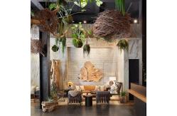 China Anti Aging Artificial Potted Plants Green Leaf Bar Music Restaurant Hanging Window Ceiling supplier