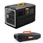 Foldable Plastic Pet Travel Flight Carrier Portable Pet Crate Traveling Dog Cage Box for sale