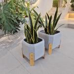 Customed Design Modern Style Fiber Clay Planter With Hand Carve Finishing for sale