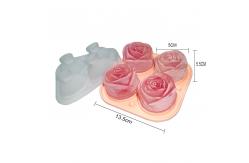 China 3D Rose Shaped Ice Cube Tray Silicone Mold Food Grade 9 Cavities supplier