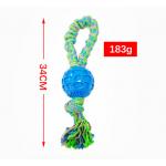 Non Toxic Dog Ball Green Dog Rope Toy For Aggressive Chewers 34cm