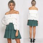 Womens Tops Blouses 2018 Off Shoulder Ruffle Top In White for sale