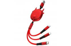 China 3A Multiple 1.20m Fast Charging USB Cables Black Red Or Custom supplier