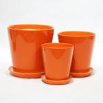 Indoor Decor Handcrafted Orange Ceramic Pots With Drainage Holes for sale
