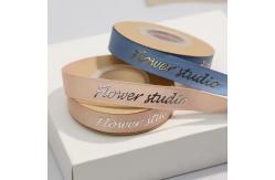 China Customized 3D Gold Foil Embossed Satin Grosgrain Ribbon with Personalized Logo Printing supplier