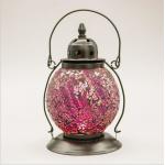 Turkish glass hanging mosaic tealight lantern holder lamp with metal stand for sale