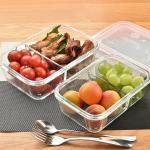Leak Proof 1000ml 0.8mm Borosilicate Glass Food Container