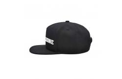 China Customized Logo Unisex Black Flat Hats With Adjustable Structured Crown supplier
