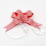 Printed Pattern Pull 30mm Satin Ribbon Blue Red And White Striped Christmas Bows