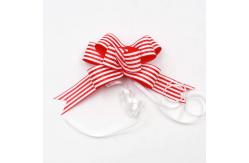 China Printed Pattern Pull 30mm Satin Ribbon Blue Red And White Striped Christmas Bows supplier