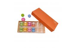 China Elegant Orange 24pcs Macaron Kraft Paper Box Recyclable With Plastic Inner supplier