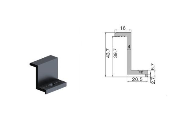 Mill finished Solar End Clamp flat Roof Solar Mounting Systems With Nut / Bolt