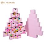 Custom Print Pink Luxury Christmas Beer Advent Countdown Calendar Paper Cardboard Packaging Gift Blind Empty Box for sale