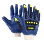 Blue Nitrile Fully Coated Anti Impact Chemical Resistant TPR Gloves Premium Hands Safety for sale
