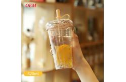 China Milk Tea Straw Cup Transparent Double-Layer Plastic Water Cup supplier