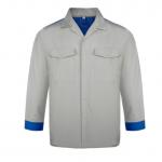 Polyester 65% Cotton 35% Blue Cuffs Coat Light Gray Work Clothes for sale