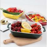 Color Glaze Ceramic Baking Tray , Non Stick Rectangle Baking Pan for sale