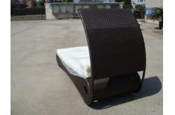 China Comfortable Roofed Black Rattan Sun Lounger With White Cushion supplier