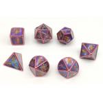 Hand Carved Metal Polyhedral Dice 7 Piece Set For Tabletop RPG