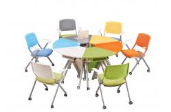 China Modern Foldable ABS / PP Plastic Round Training Room Tables And Training Chairs Set supplier