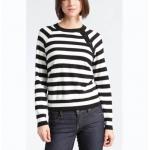 WOMEN'S 4% cashmere/4% angora / 18% cotton/18% lambswool/33% viscose/23% nylon JERSEY STRIPE KNITTED SWEATER for sale