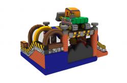 China Construction Builder Combo Jumping House / Double Slides Inflatable Bouncy House supplier