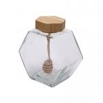 380ML Clear Glass Honey Jar And Spoon Jam Sauce Jar Storage Bottles & Jars for sale