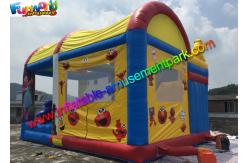 China Customized Elmo And Sesame Inflatable Bouncer Slide , Jumping Slide With Pool supplier