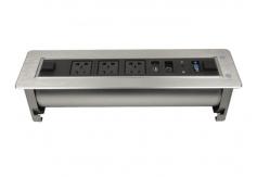 China Brushed Motorized Conference Table Socket , Table Hidden Rotating Electrical Outlet CE Certificate supplier