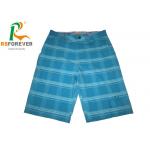 Extra Long  Blue Printed Board Shorts For Men Gridding Simple Style Customized Size for sale
