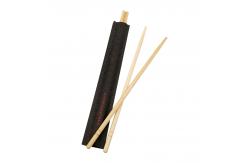 China Biodegradable Disposable Bamboo Chopsticks with Black Flower Paper Wrapping supplier