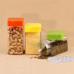 Clear 700ML 880ML Plastic Candy Cookie Square Jar for sale