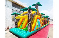 China Long Palm Tree Bouncy Castle Inflatable Obstacle Course 13.2X4.7X3 M supplier