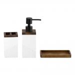 Elegant White Polyresin Bathroom Caddy with Wood Part Keep Your Bathroom Tidy and Stylish for sale