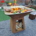 Outdoor Large Type Rusty Corten Metal Barbecue Grill Camping Oven for sale