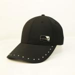 Curved Brim Polyester Baseball Cap Adjustable Plain With Metal Badge