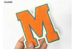 China Bright Orange  M Chenille Varsity Letter Patches Abrasion Resistant supplier