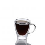 Professional Made High Borosilicate Handle Heat Resistant Double Wall Clear with handle Coffee Glass for sale