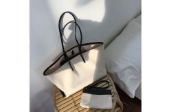 China Cotton Cosmetic Shoulder Zip Beach 50cm Handle Canvas Bag supplier