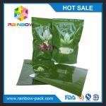 Glossy Printing  Plastic Stand up Bag with clear window for tea Packaging with bottom gusset for sale
