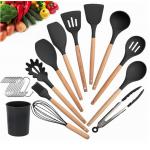 Black Silicone Kitchen Utensil Sets scratchless Hasslefree Ergonomic for sale