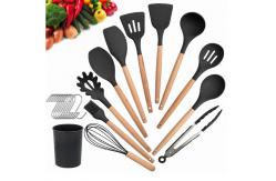 China Black Silicone Kitchen Utensil Sets scratchless Hasslefree Ergonomic supplier