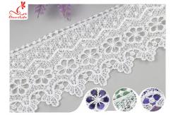 China White 100% Polyester Water Soluble Lace Trim For Clothing Factory supplier