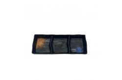 China 7.1'' Black Divided Melamine Soy Sauce Dish 3 Compartment Galaxy Pattern supplier