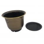 Metal Shiny Plastic Flower Pot with Saucer Together Chinese Style for sale