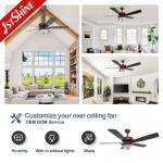 3000K Retro Ceiling Fan With Dark Walnut Blades And Glass Lampshade